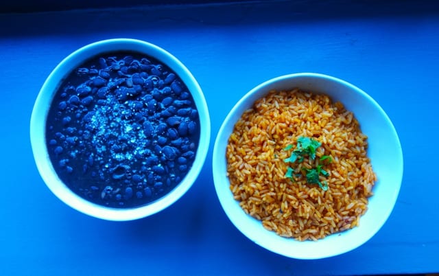 Achiote Red Rice & Black Beans.