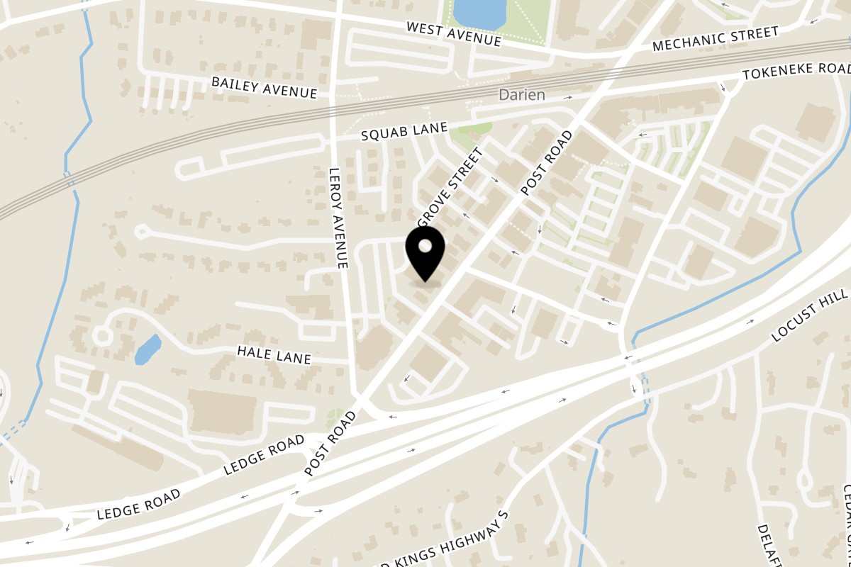 Map showing the location of La Taqueria Darien on 1077 Boston Post Rd in Darien